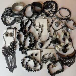 Black and Silver Tone Mixed Jewelry Bundle Set - 21 piece’s